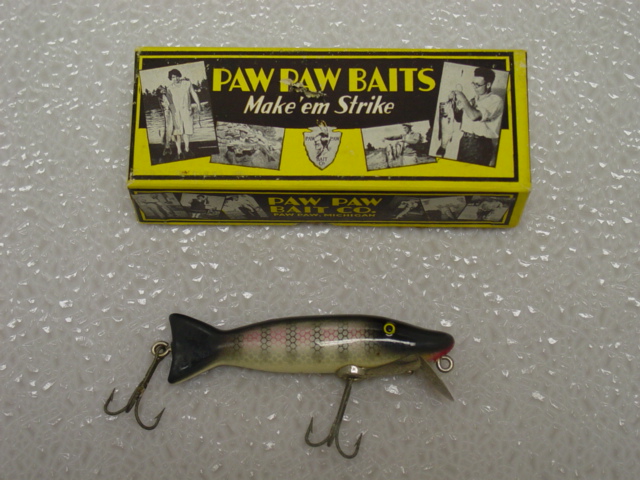 Leurre De Pêche Vintage Paw Paw Bait Company – Bois, 3 Crochets, Original